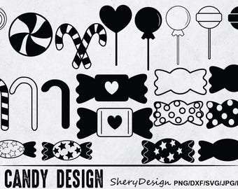 Paquete SVG de dulces, clipart de dulces, silueta de dulces, svg de piruleta, azúcar dulce, svg de dulces, dulces, svg de dulces, descarga instantánea