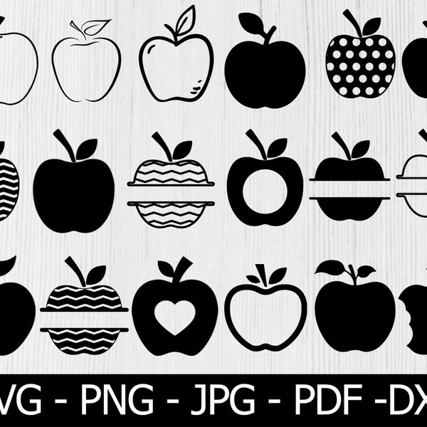 Apple Svg Bundle, Apple SVG, Apple Monogram Svg, Teacher Svg, School Svg, Apple Vector, Apple Cut File, Apple for Cricut Silhouette