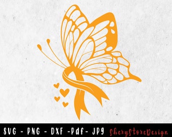 Mariposa Apéndice Cáncer SVG, Apéndice Cáncer SVG, Apéndice cáncer Ribon svg, Apéndice Cancr png, Awarens Ribon, archivo svg para usar en Cricut