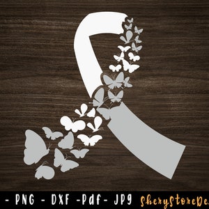 Feder weißes Band SVG, Lungenkrebs SVG, Schmetterling Lungenkrebs svg, Lungenkrebs png, Bewusstseinsband, svg-Datei für Cricut verwenden