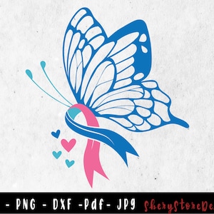 Schmetterling Schilddrüsenkrebs SVG, Schilddrüsenkrebs SVG, Schilddrüsenkrebs Ribbon svg, Schilddrüsenkrebs png, Bewusstseinsband, svg-Datei für Cricut verwenden
