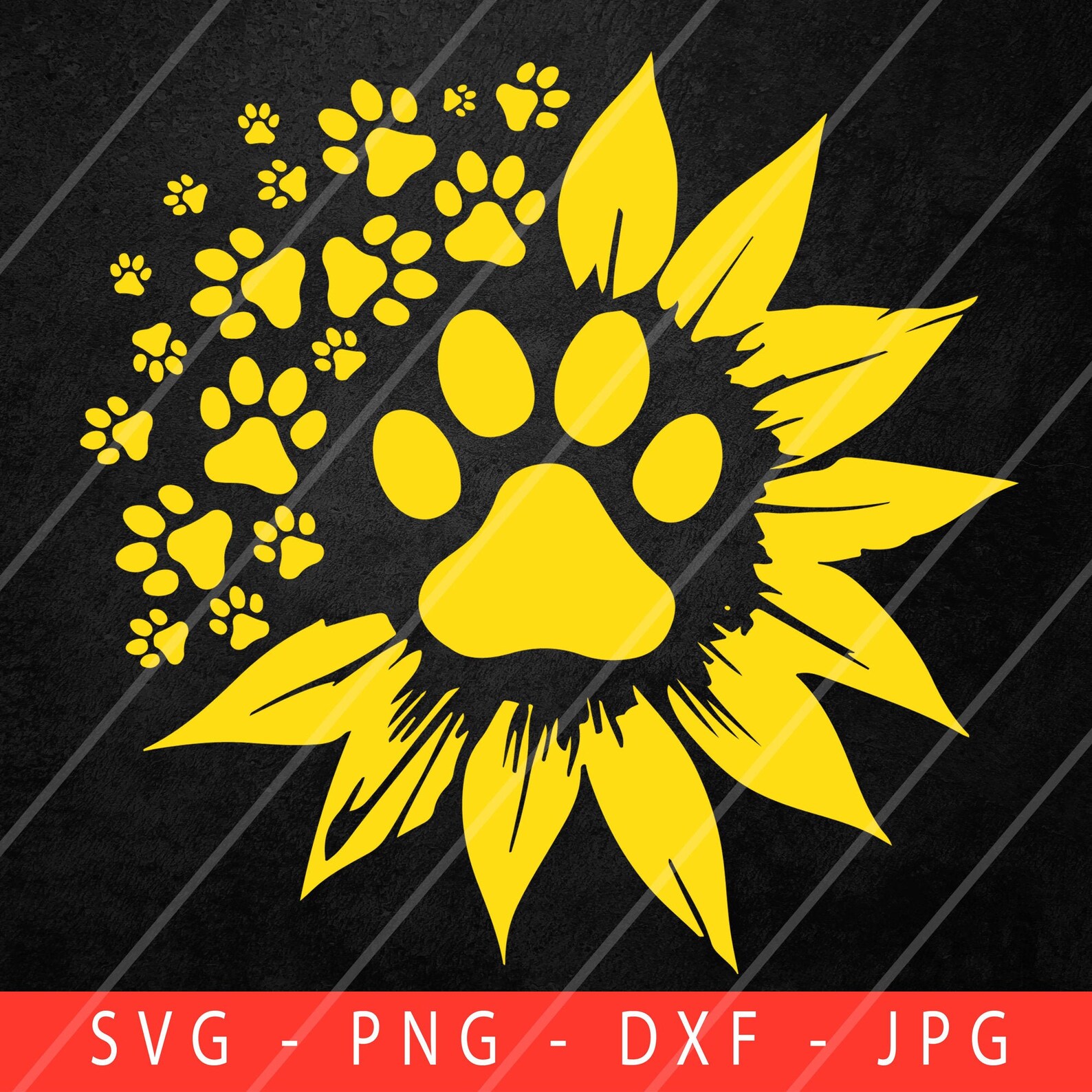 Sunflower Paw Print SVG Sunflower svg Sunflower Dog Print Etsy