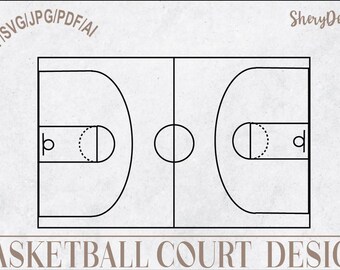 Esquema de cancha de baloncesto SVG, Esquema de cancha de baloncesto Png, Archivo de corte de Cricut de esquema de cancha de baloncesto, Archivo de corte de baloncesto, Vector de cancha de pelota