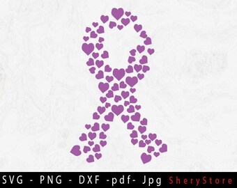 Cinta de corazón para cáncer de páncreas SVG, cinta de concienciación sobre el cáncer de páncreas SVG, archivo svg para usar en Cricut Silhouette