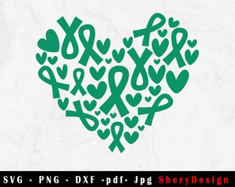 Heart Liver Cancer SVG, Liver Cancer SVG, Liver cancer Ribbon svg, Liver Cancer png, Awarenes Ribbon, svg file to use for Cricut