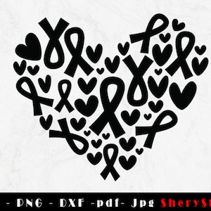 Heart Skin Cancer SVG, Skin Cancer SVG, Skin cancer Ribbon svg, Skin Cancer png, Awarenes Ribbon, svg file to use for Cricut
