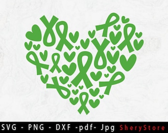 Salud mental del corazón SVG, Salud mental SVG, Cinta de salud mental svg, Mes de la salud mental, Cinta de concientización, archivo svg para usar para Cricut