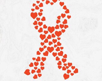 Cinta de corazón para cáncer de riñón SVG, leucemia, concientización sobre el cáncer SVG, cinta naranja, archivo svg para usar en Cricut Silhouette