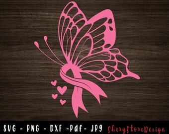 Butterfly Breast  Cancer SVG, Breast Cancer SVG, Breast cancer Ribbon svg, Breast Cancer png, Awareness Ribbon, svg file to use for Cricut