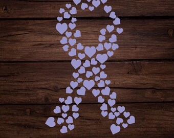 Cinta de corazón para cáncer de estómago SVG, cinta de concienciación sobre el cáncer de estómago SVG, cinta verde azulado, archivo svg para usar en Cricut Silhouette