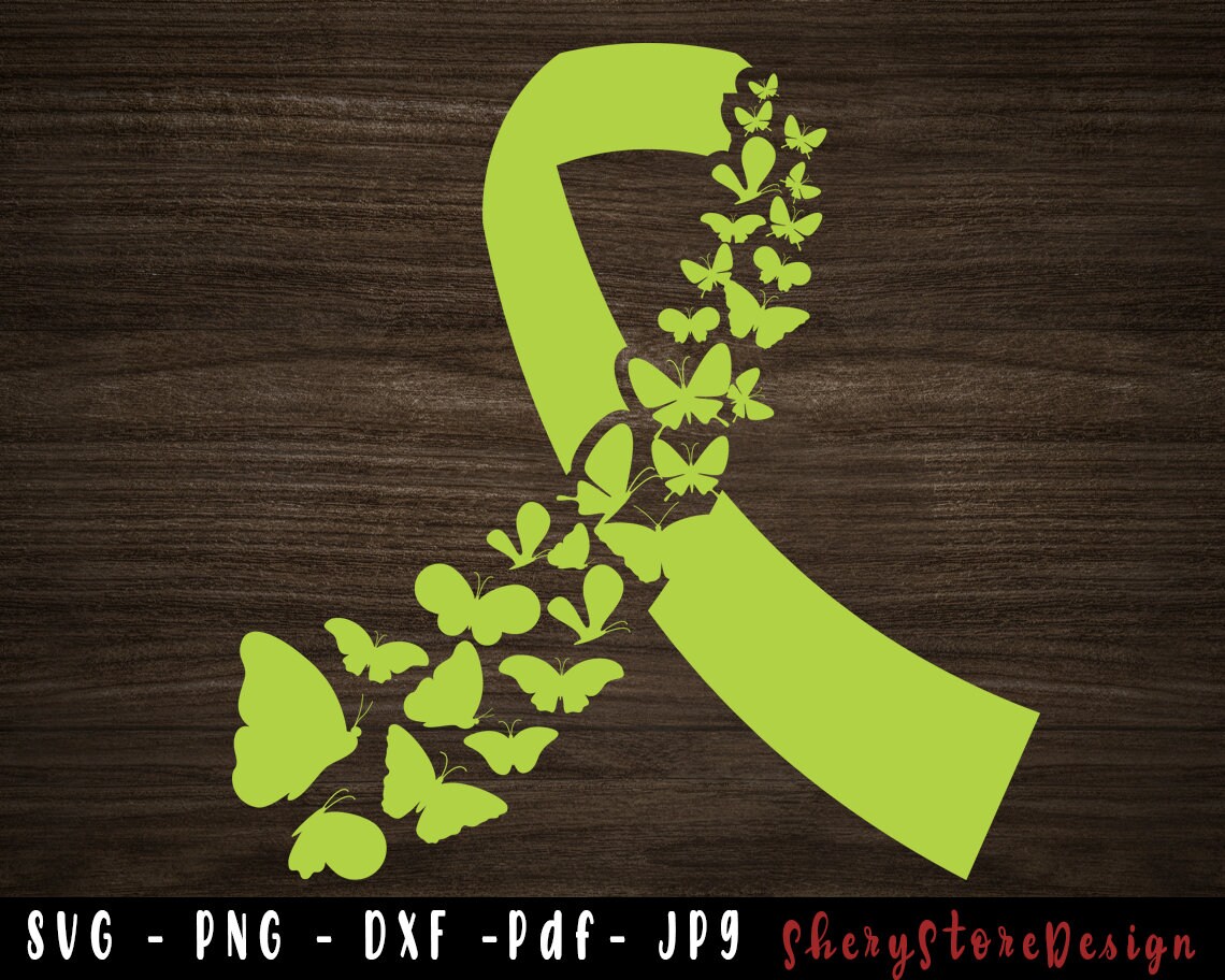 Feather Lime Green Ribbon SVG, Non-hodgkin Lymphoma SVG, Butterfly Non ...