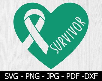 Cancer Survivor Heart SVG, Liver Cancer svg, Liver Cancer Clipart, Green Ribbon svg, Survivor Ribbon Svg, File For Cricut, For Silhouette
