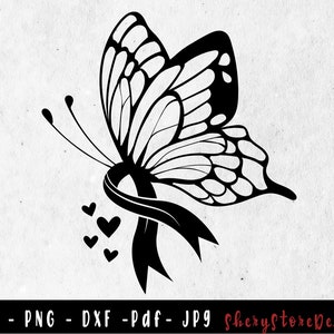 Butterfly Skin Cancer SVG, Skin Cancer SVG, Skin cancer Ribbon svg, Skin Cancer png, Awareness Ribbon, svg file to use for Cricut