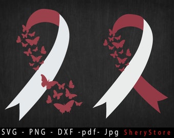 Cáncer de cabeza de plumas SVG, Cáncer de cabeza SVG, Cáncer de cuello Ribon svg, Cuello Cancr png, Awarens Ribon, archivo svg para usar para Cricut
