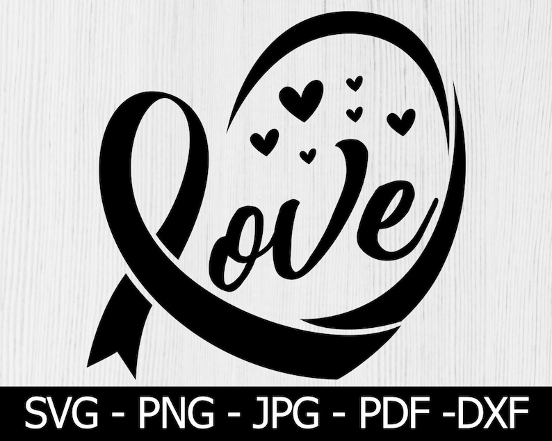 Feather Black Ribbon SVG, Skin Cancer Svg, Skin Cancer Gift, Cancer