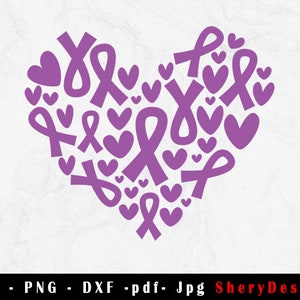 Hart alvleesklierkanker SVG, alvleesklierkanker SVG, alvleesklierkanker lint SVG, kanker PNG, Awarenes lint, SVG-bestand te gebruiken voor de Cricut