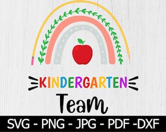 Kinder Team SVG PNG, Kindergarten Squad SVG, Kindergarten Svg, Back to School Svg, Teacher Svg, Gift for teacher Svg,  Cut File for Cricut