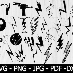 Lightning Bolts Bundle SVG, Flash Svg Bundle, Thunder Clipart Svg, Lightning SVG,  svg png dxf, Cricut  Silhouette
