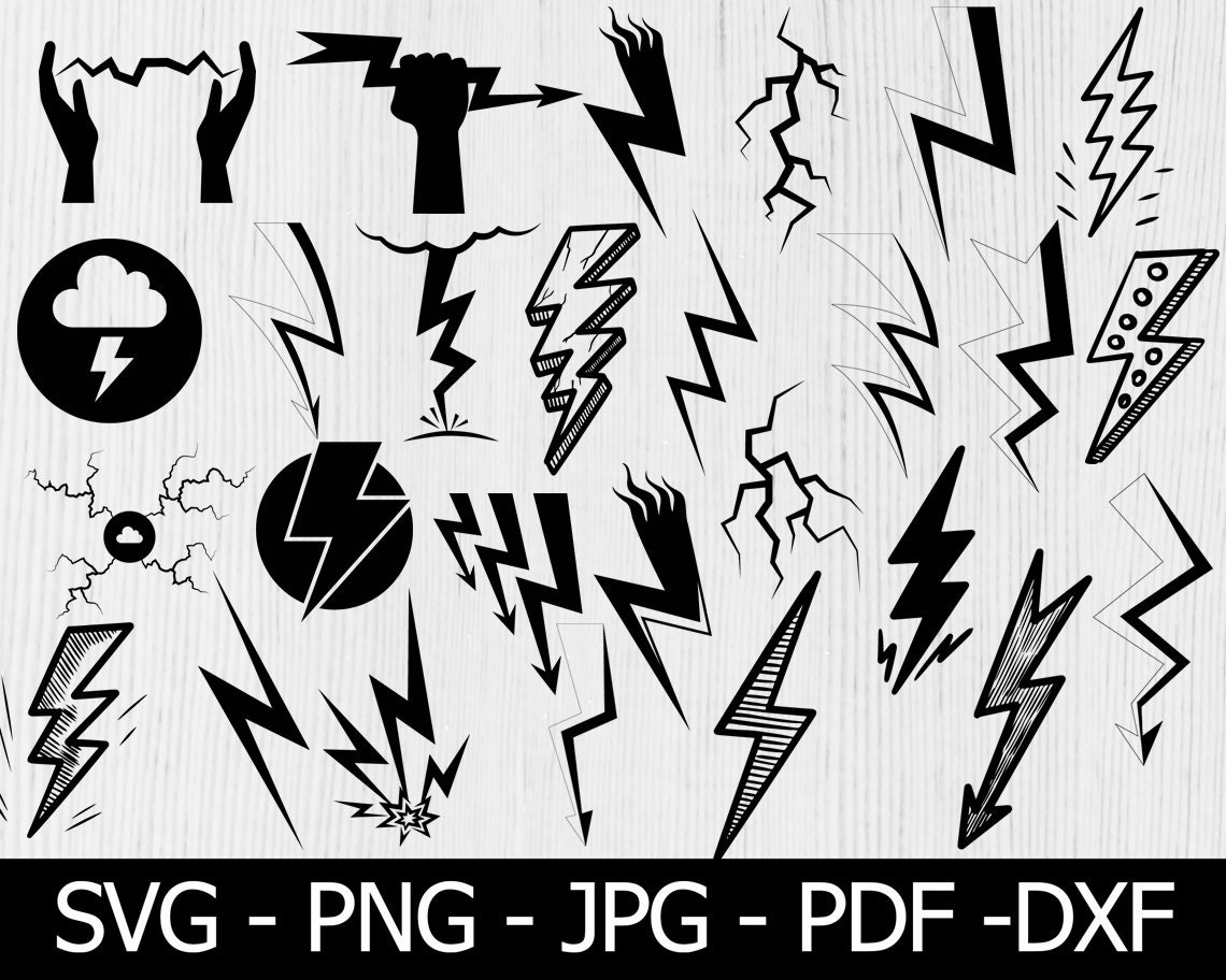Lightning Bolts Bundle SVG, Flash Svg Bundle, Thunder Clipart Svg ...
