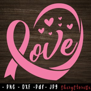 Veer borst lint SVG, borstkanker Svg, borstkanker cadeau, kanker bewustzijn Svg, roze hart SVG, roze lint Png, Cricut silhouet