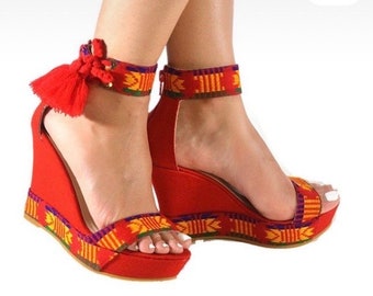 PEYOTL  Tonalli Platforms Leather Red