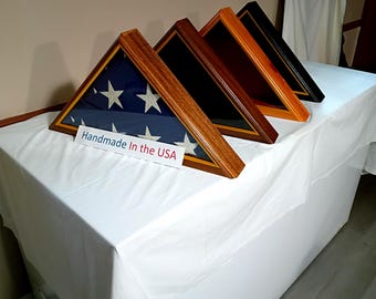 Handmade Hardwood Flag Box: 9' x 5 1/2' Display Case