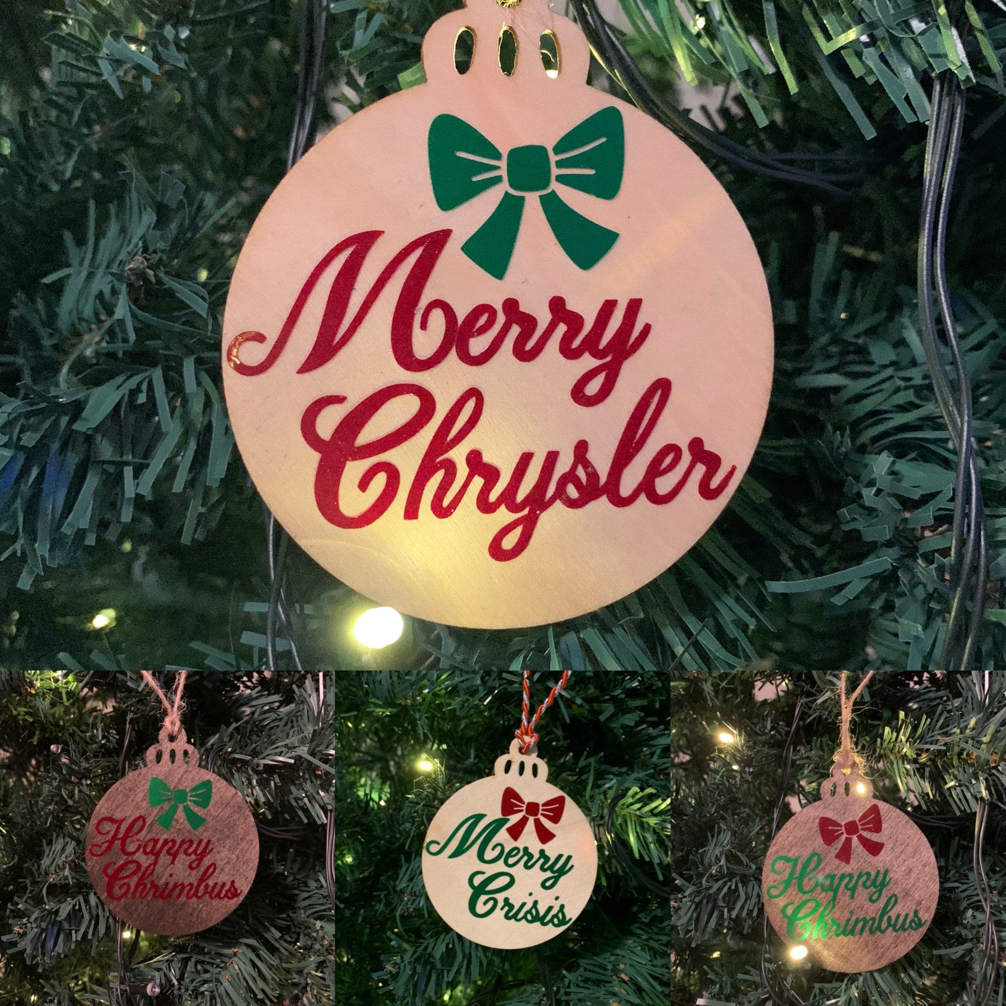Merry Chrysler Christmas Tree Ornament Set of 4 Etsy