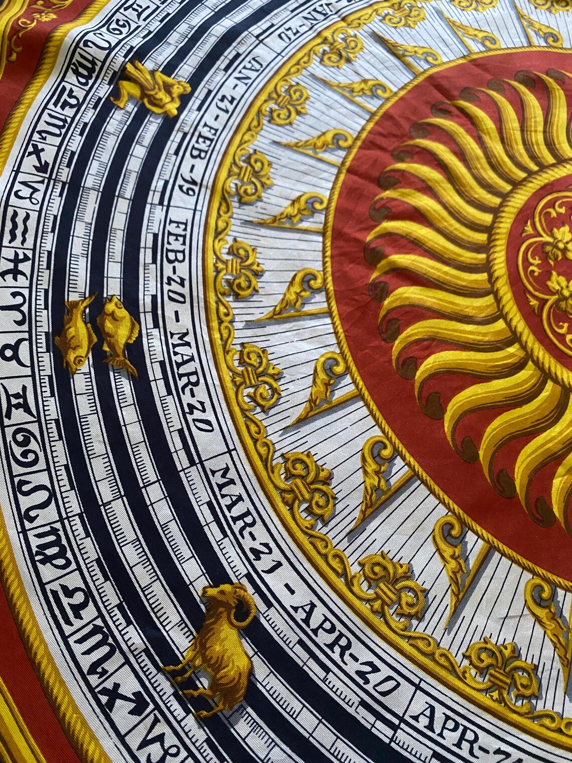 Vintage Erre Zodiac Silk Scarf Astrology Sun Design - Baroque Style 30 ...