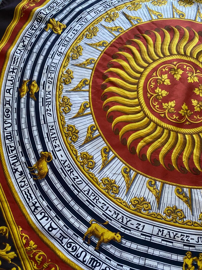 Vintage Erre Zodiac Silk Scarf Astrology Sun Design - Baroque Style 30 ...