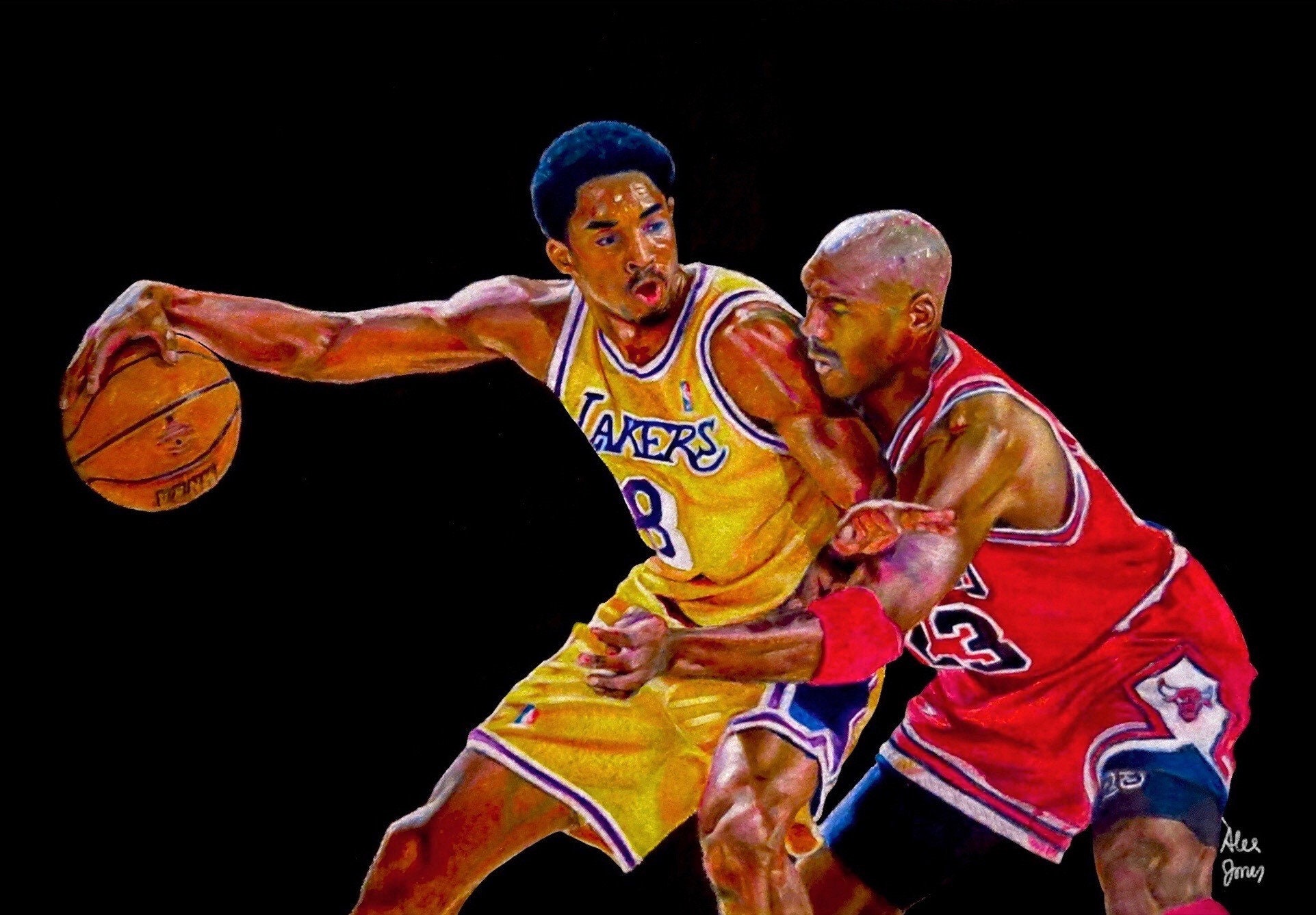 Kobe Bryant et Michael Jordan Original Colored Pencil Art Etsy