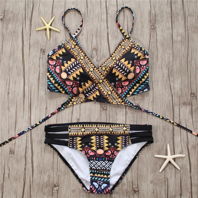 Tribal Bikini Tribal Swimsuit Aztec Bikini Push up Bikini | Etsy