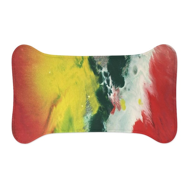 Tie-Dye Dog or Cat Food Mat | No Slip | Bowl Mat | Bone Shaped | Fish Shaped | Marble | Paint Swirl | Placemat