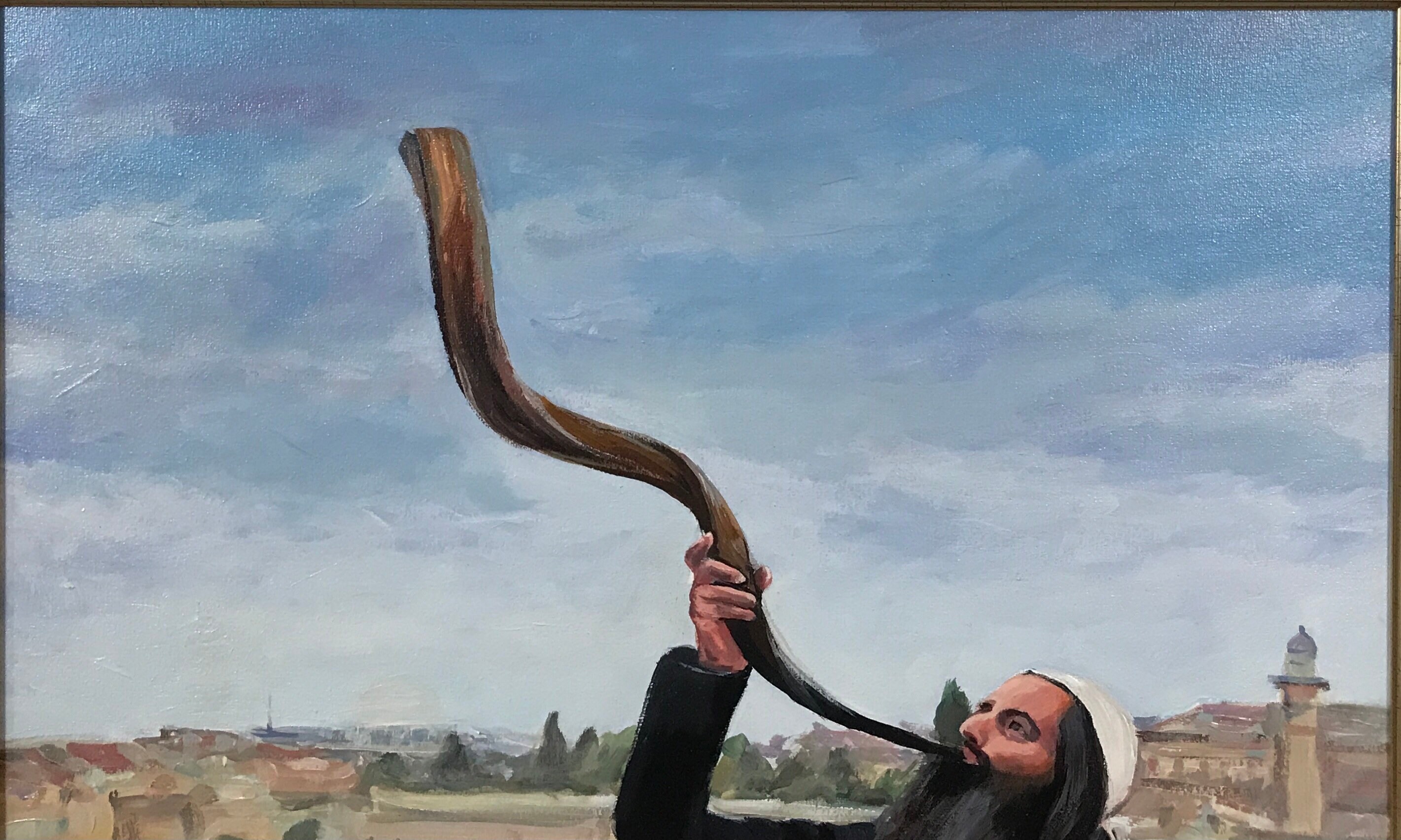 Original Acrylic Painting, Western Wall, Rosh Hashanah, Holy Land