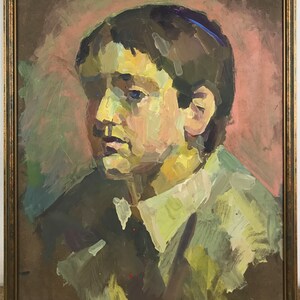 Jewish Boy Man Portrait, Young Beauty Boy, Hand Made, Ukrainian oil painting, One of a Kind, Vintage Original oil painting