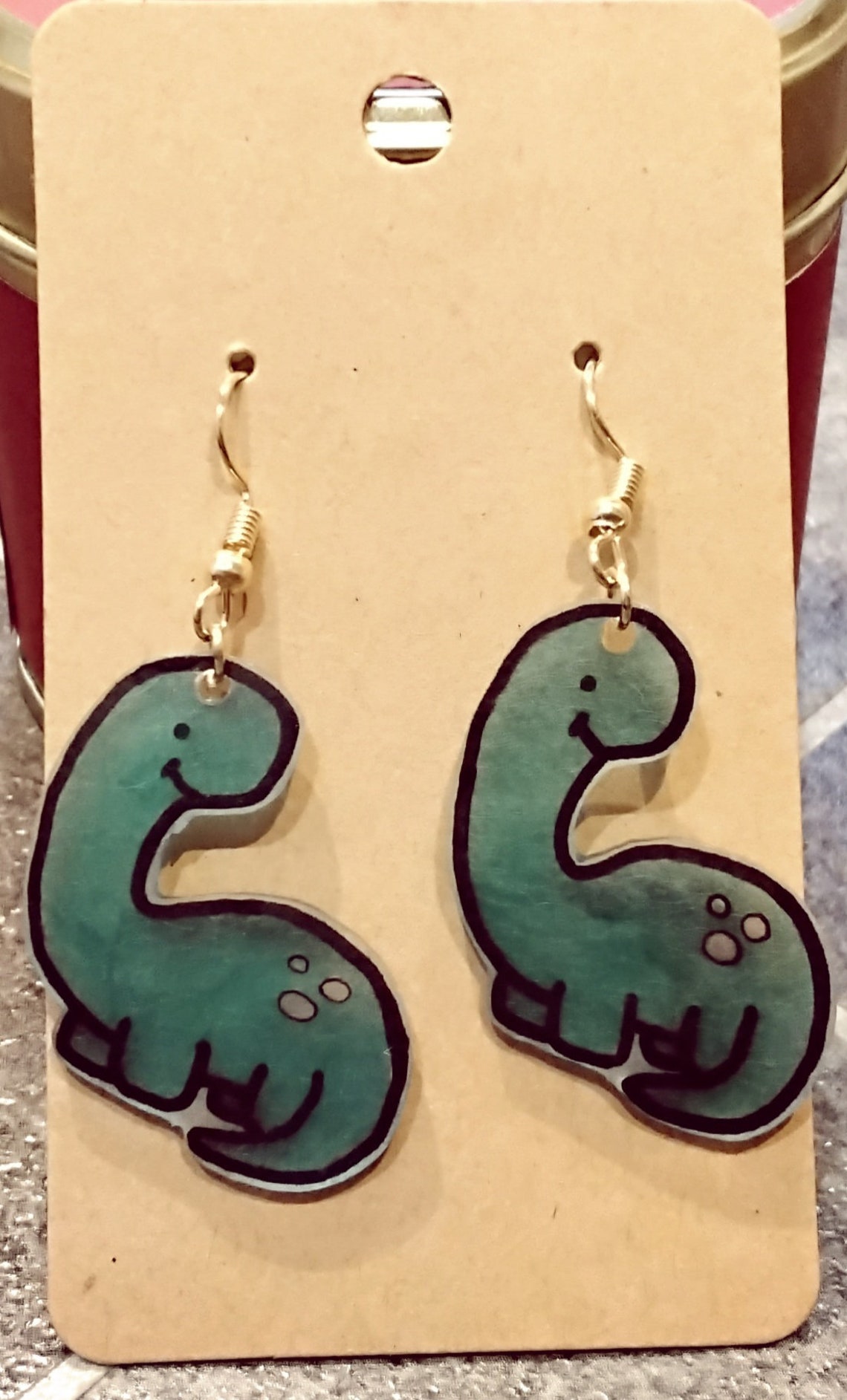 Dinosaur dangle earrings/ shrink plastic dinosaur earrings/ Etsy