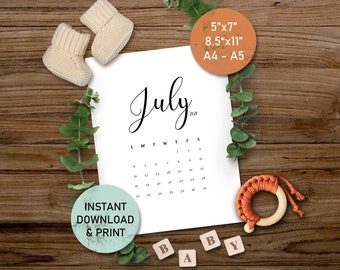 free printable pregnancy announcement calendar july 2021