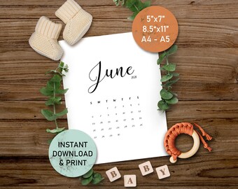 free printable pregnancy announcement calendar june 2021