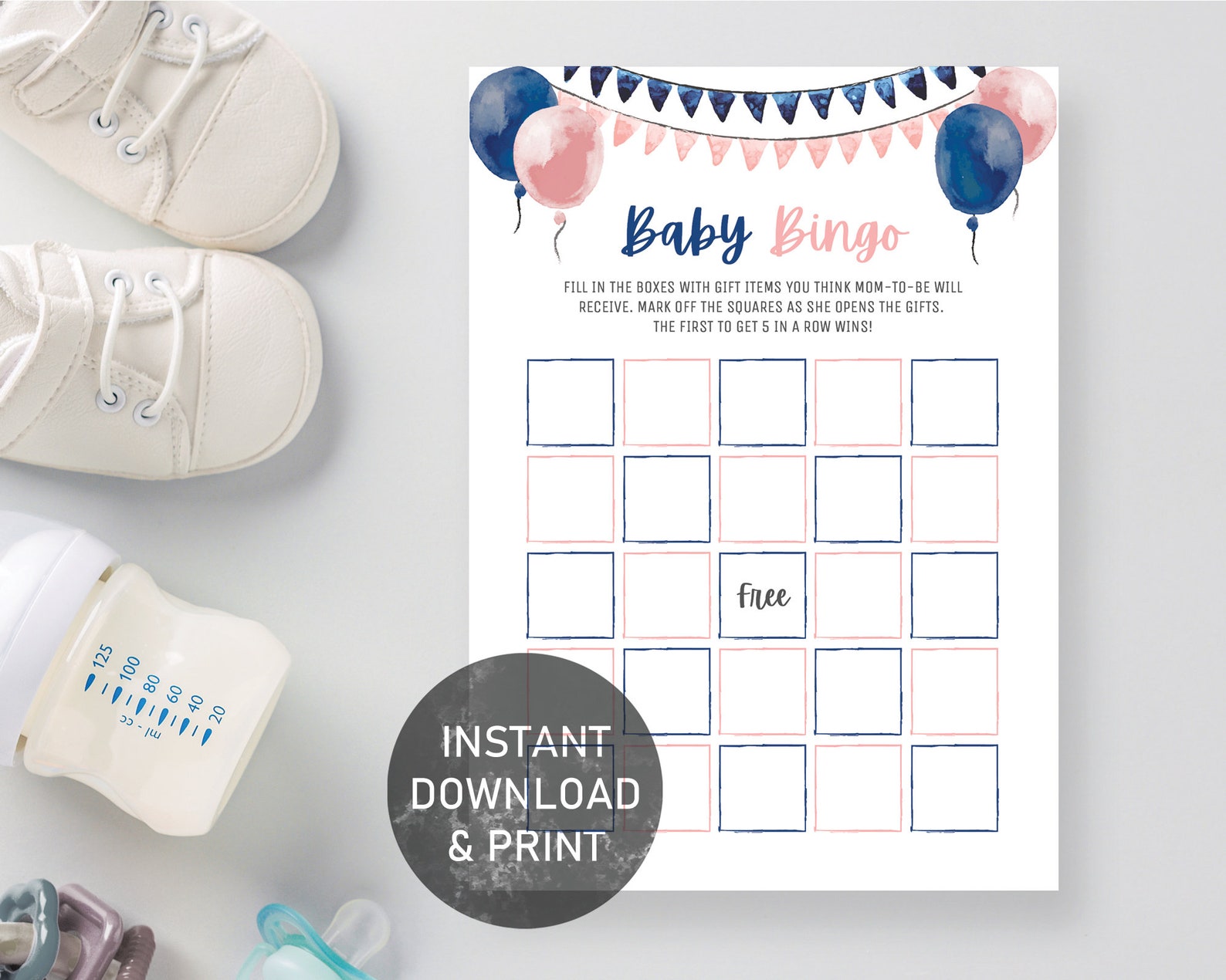 Baby Bingo Gender Reveal Party Game Printable, Baby Shower Bingo Game ...