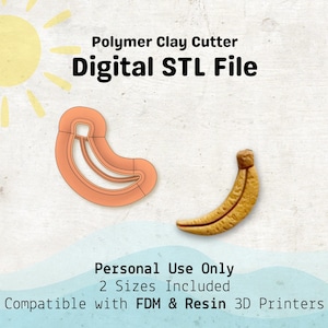 Banana Cutter STL File – Single Banana Fruit Clay Earring 3D Printing Tool