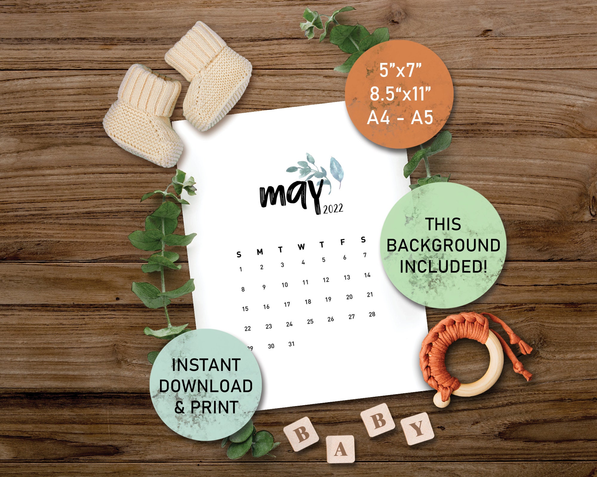 May 2022 Pregnancy Announcement Calendar Printable Calendar Etsy