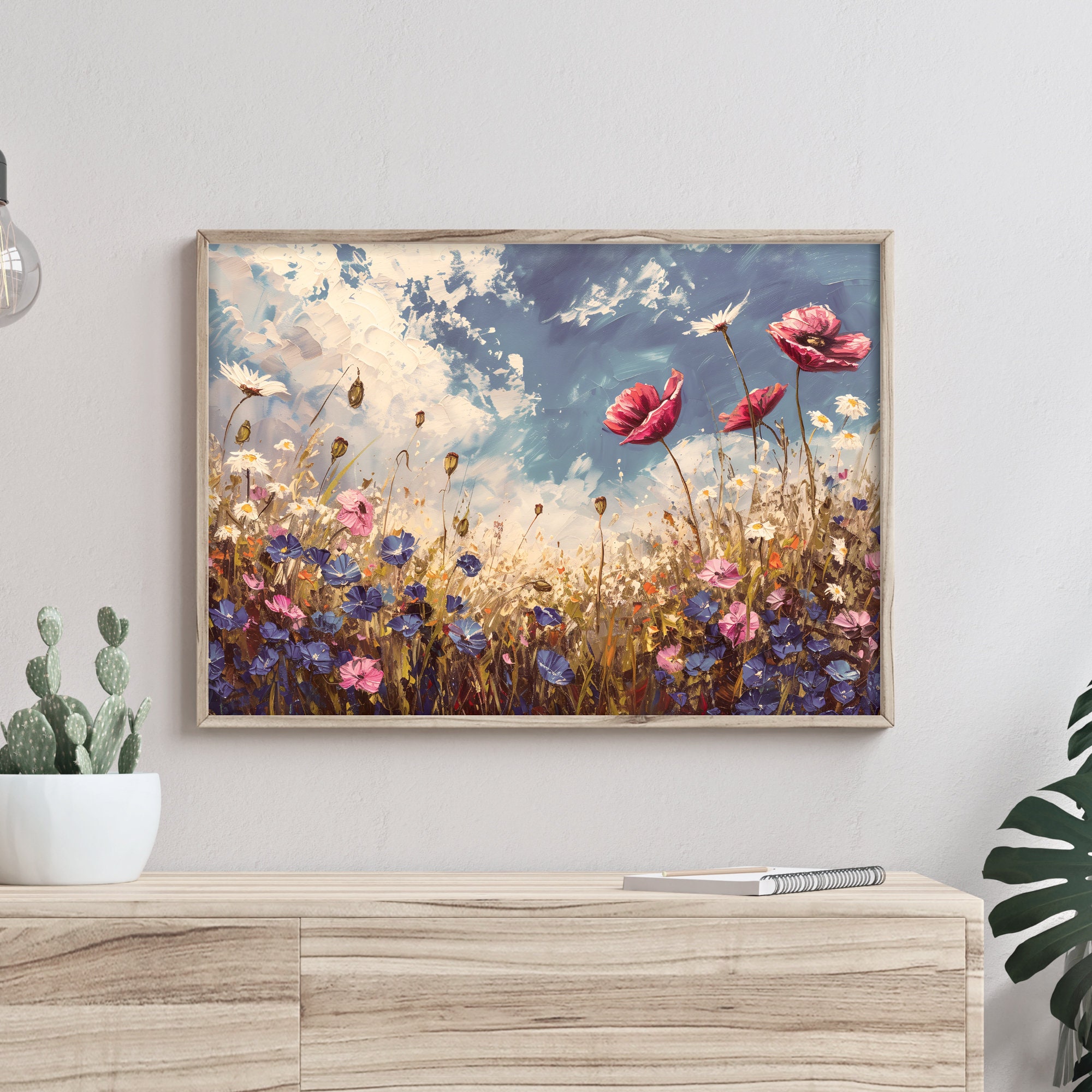 Spring Wildflowers Oil Painting Digital Download, Spring Decor Vintage ...