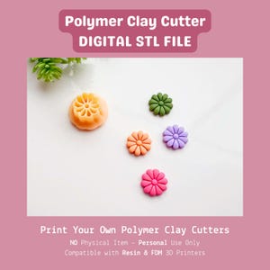 Daisy Clay Cutter STL File: 4-Size Polymer Clay Earring Floral Design (Digital Download)