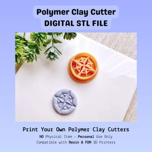 Compass Clay Cutter STL File: Nautical Earring Design (Digital Download)