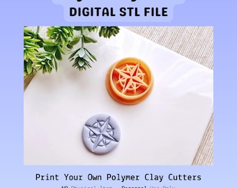 Compass Clay Cutter STL File: Nautical Earring Design (Digital Download)