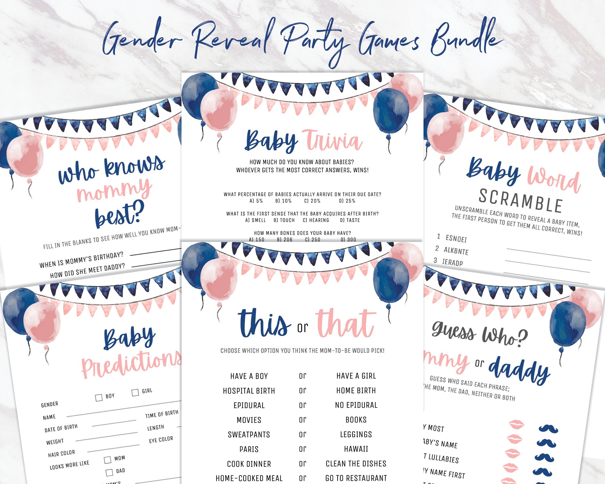 Gender Reveal Bundle Gender reveal games Gender reveal 