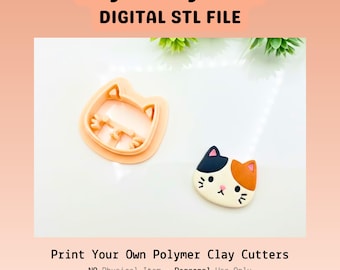 Cat Clay Cutter STL File: Polymer Clay Earring Studs (Digital Download)