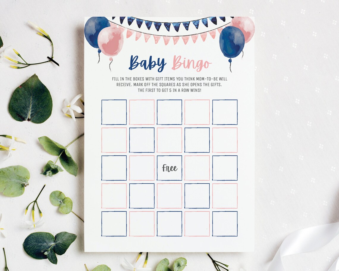 Baby Bingo Gender Reveal Party Game Printable Baby Shower - Etsy