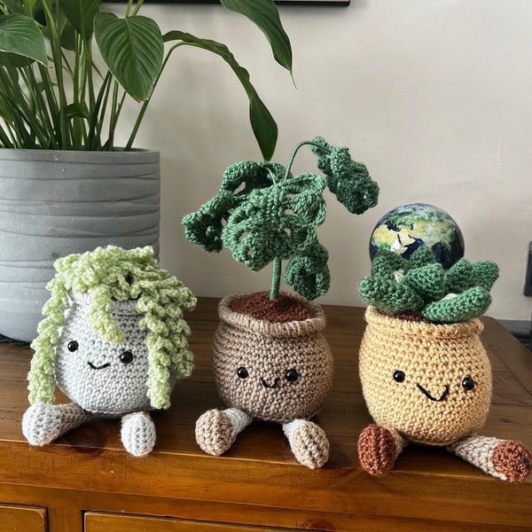 Crochet plant buddies/ crochet plant/ crochet monstera/ plant gift/ houseplant/ crochet succulent/ novelty gift