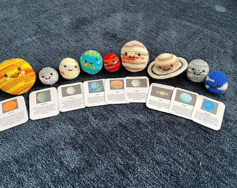 Gehaakte planeten/ Saturnus/ aarde/ gehaakt zonnestelsel/ educatief cadeau/ melkwegstelsel/ ruimte/ ruimtecadeau/planeten/knuffel gehaakt/kousvuller