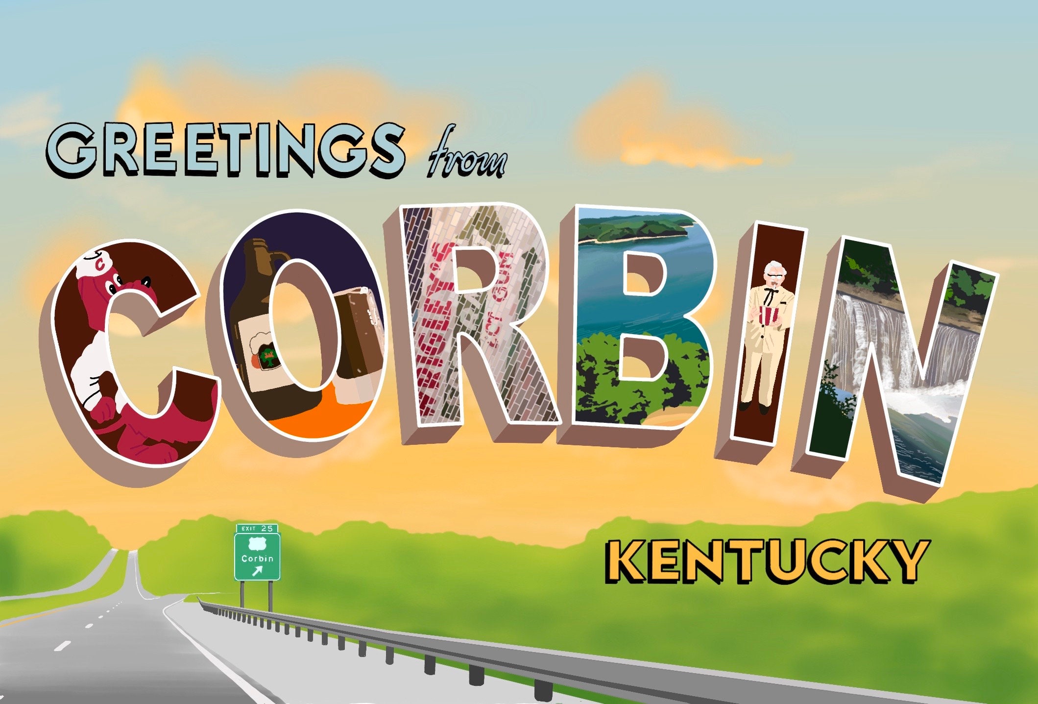 Corbin KY Postcard Vintage Style Etsy